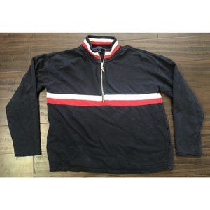 Tommy Hilfiger Mens Pullover Sweatshirt Size M Medium 1/4 Zip Blue Pockets Logo